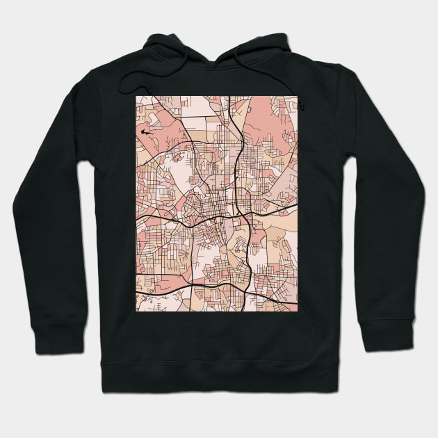 Winston-Salem Map Pattern in Soft Pink Pastels Hoodie by PatternMaps